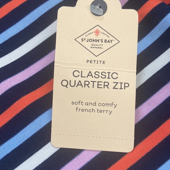 NWT St. John’s Bay PXL Classic 1/4 Zip Long Sleeve Striped Shirt Multi Color - Picture 4 of 8